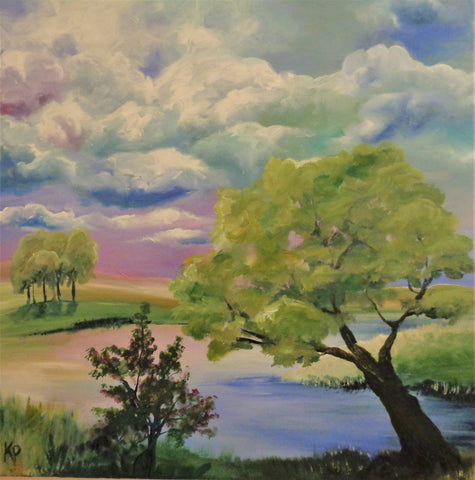 Kathrin Paul - Landschaft mit bunten Wolken