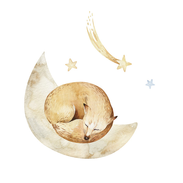 Moon fox Poster Kunstdruck - Kunst für Kinder, KUNST-ONLINE Wandbild