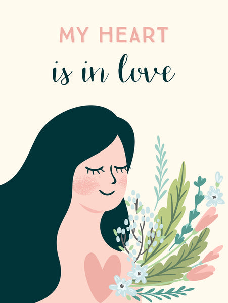 My heart is in love Poster Kunstdruck - Illustration Typografie, KUNST-ONLINE Wandbild