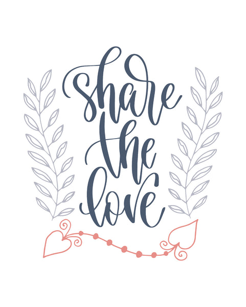 Share the love Poster Kunstdruck - Typografie, KUNST-ONLINE Wandbild