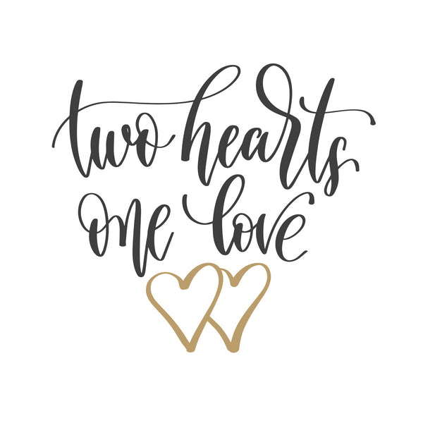 Two hearts, one love Poster Kunstdruck - Typografie, KUNST-ONLINE Wandbild