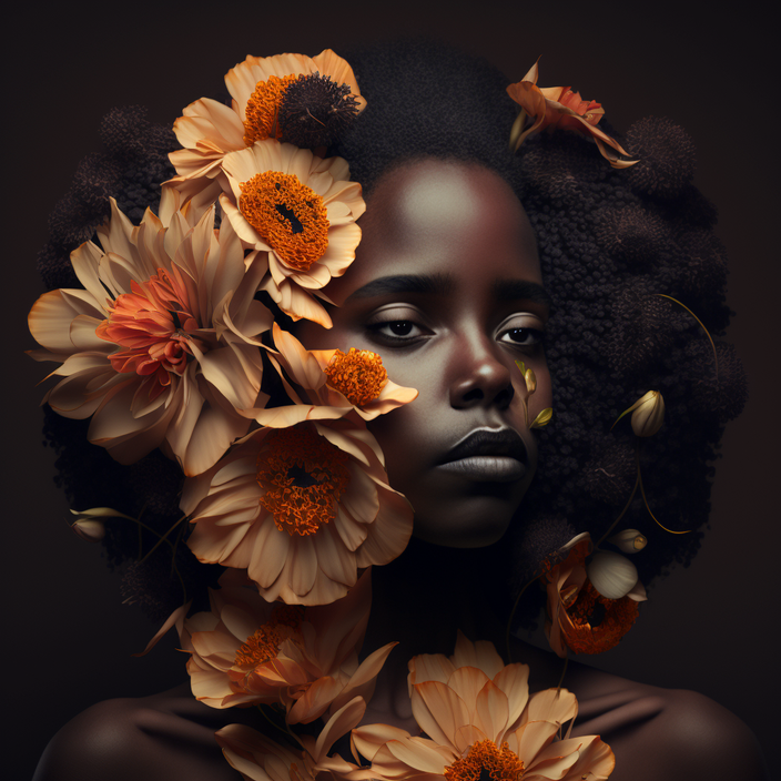 Karla Bloeck - Junge Frau mit orangenen Blumen