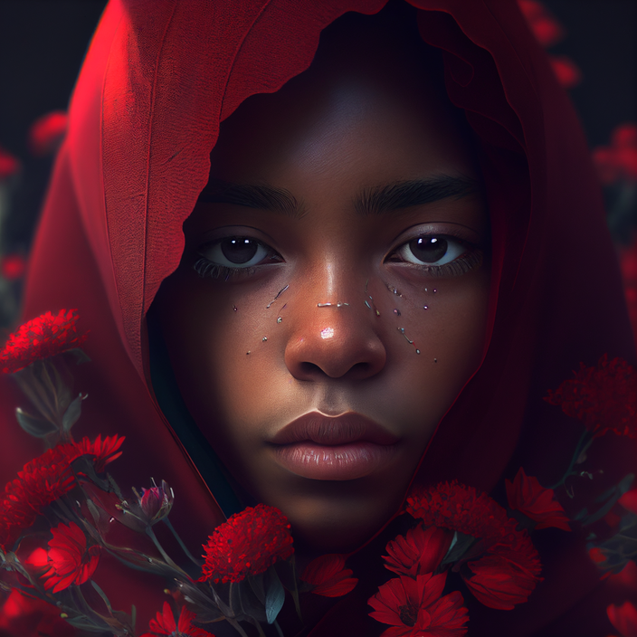 Karla Bloeck - Junge Frau mit roten Blumen